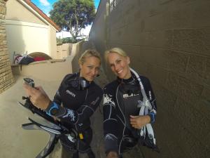 Margo Sanchez and Stephanie Adamson of the Scuba Diver girls